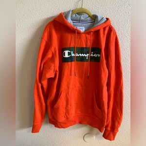 Champion Hoodie Orange With Camo Logo 🌴